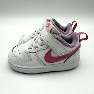 Nike Court Borough Low 2 Toddler Sneakers Shoes White Pink Purple Size 5C